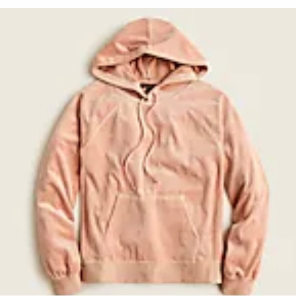 J.Crew Blush Relaxed Velour Hoodie Pullover Bronzed Clay M - Picture 2 of 5